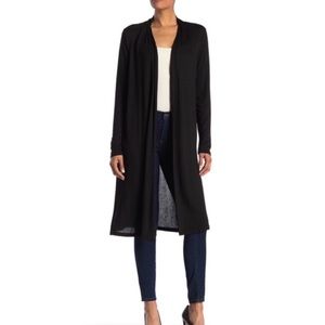 H by Halston Pleat Neck Open Front Longline Solid Knit Duster Cardigan NWT